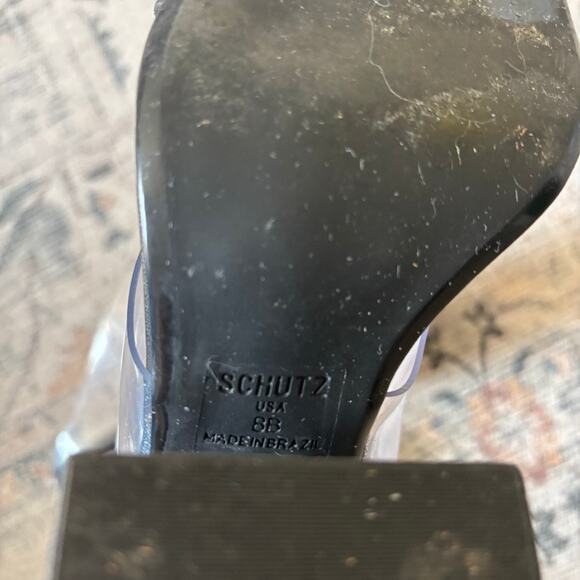 Schutz Clear Chunky Block Heels - Women's Size 8 - Picture 7 of 7